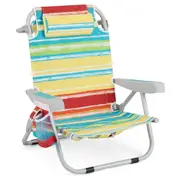 Costway Portable Backpack Beach Chair Folding 5-Position Lay Flat Lounge Chair Outdoor