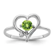 Solid 14k White Gold 4mm Simulated Peridot AAA CZ Ring