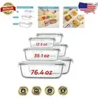 BPA-Free 6 Pack Meal Prep Glass Containers with Snap Locking Lids - 2.26L Size