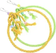 WOONEKY 2pcs Cotton Rope Bird Swing Perch Durable Braided Ring for Parrots Budgies and Small Birds Safe Comfortable for Play and Rest