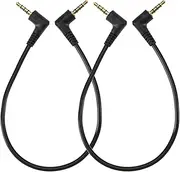 eMagTech 2PCS 3.5mm Audio Cable 3.5mm Male to 3.5mm Male Stereo Cable 30cm Right Angle Gold-Plated Jack Cable 4 Pole for Headphone Microphone Tablet Speaker
