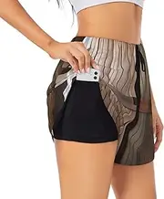 [GaxfjRu] Teal Barn Door Floral Print Women's Running Shorts High Waisted Running Shorts Pocket Sporty Gym Elastic Short
