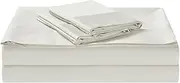 1200TC Egyptian Cotton 3 Piece Single Bed Luxury Sheet Set, Flat Sheet, Fitted Sheet with 40cm Deep Pocket and 1 Pillowcases White