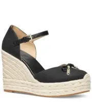 MICHAEL KORS Nori Espadrille Platform Wedge Black Sandals Size 6.5 New in Box