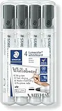 Staedtler Lumocolor Whiteboard 351 Bullet Tip Marker, Black (Pack of 4)