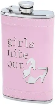 Maxam 6oz Stainless Steel Flask With Pink Wrap "Girls Nite Out" Wedding Girl Fun