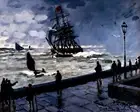 The Jetty at Le Havre, Bad Weather Painting by Claude Monet 8x10" Art Print