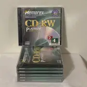 6 Memorex High Quality Recordable Compact Disc Cd-Rw Platinum 650mb/74 Min 1999
