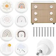 8/6Pcs Drawer Knobs with Screws Wooden Dresser Pull Handle 3.5cm Decorative Round Wardrobe Door Handle Colorful/Animal Drawer Knobs Cute Creative Cabinets Knobs for Nursery Closet Cabinet (Colorful)