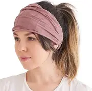 CHARM Wide Headband Bandana for Women - Mens Large Hair Turban Head Wraps Boho Band Pink