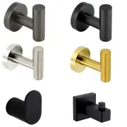 Bathroom Robe Hook Towel Rack Coat Hat Hanger Black/Brushed Nickel/Gold/Grey