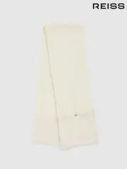 Reiss Cream Becca Pouch-Pocket Fluffy Scarf With Wool And Cashmere (AM3675) | $70
