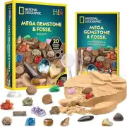 Blue Marble National Geographic Gem Fossil Dig Kit - Mega Dig Kit for Kids with