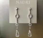 NADRI*RHODIUM*PLATED*FACETED*BRIOLETTE*CRYSTAL*CUBIC*ZIRCONIA*PAVE*EARRINGS*