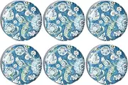 Abode Homewares by TarHong Hana Ikat Melamine Salad/Dessert Plates, Set of 6, Indoor/Outdoor, 8.5"