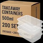 200 Pack Plastic Takeaway Food Containers Disposable with Lids 500mL - Microwave, Freezer & Dishwasher Safe - Reusable & Stackable Meal Prep Containers - Clear, BPA-Free Food Containers for Storage