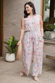 Belle Leaf Print Jumpsuit--BLB-507