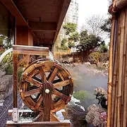 Wooden Waterwheel Fountain Outdoor Garden with Bracket Independent Fountain Water Feature Waterfall Outdoor Indoor Balcony, Garden Rockery Fish Pond Landscaping (Size : 20cm(7.9inch))