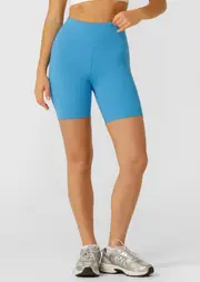 [Lorna Jane] Amy Phone Pocket Tech Bike Shorts in Blue, Size - XL XL Capri Blue