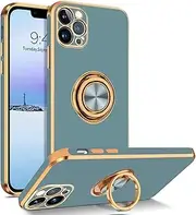 BENTOBEN iPhone 13 Pro Case with 360° Ring Holder Kickstand Magnetic Car Mount, Protective Gray/Gold Case for iPhone 13 Pro 5G 6.1 inch