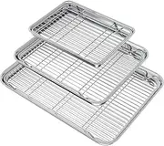SHENMAIDAY Baking Sheet with Cooling Rack Set (3 Pans + 3 Racks), Kitchen Nonstick Baking Pans Set, Includes 3 Different Sizes, Heavy Duty Non Toxic, Easy to Clean