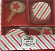 ROBERT GORDON HUMBUG STRIPE CUPCAKE KIT 24 LINERS CASES 24 TOPPERS NIP