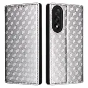 For OnePlus Nord 5 5G Ace 5 Ultra 5G Case Wallet Rhombus Imprinted Leather Phone Cover Silver