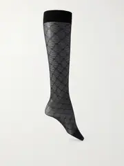 [Wolford] Wolford - Sheer Jacquard-knit Knee Socks - Black - small small Black