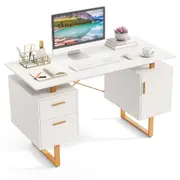 Giantex Computer Desk Home Office Desk w/Floating Desktop Working Station White