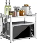 Microwave Stand Countertop, Expandable Microwave Shelf, 2-Tier Carbon Steel over