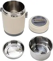 2L Stainless Steel Thermal Cooker Pot with 3 Containers, Portable Travel Design, IPX5 Gas Fire Compatible, Double Vacuum, 6.7 Gal Capacity, Includes Recipe Book (Beige)