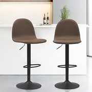 Viviendo Bar Stools, Adjustable Height Chairs with Gas Lift, Swivel Kitchen Dinning Barstool for Home Bar Dining Room Cafe Outdoor Indoor, Brown x2