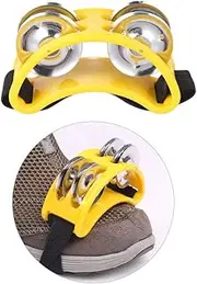 Foot Tambourine Percussion Musical Instrument 2 Sets Metal Jingle Bell Yellow