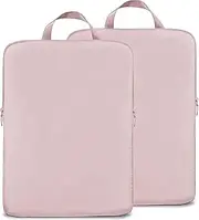 CALACH Compression Packing Cubes for Travel, 2 Pack Expandable Storage Bag Luggage Packing Organizers Compression Cubes for Suitcases Backpack(Pastel Pink), X-Large