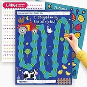 Bedtime Routine Chart for Toddlers - Good Behavior Chart for Kids at Home - Reward Stickers for Sleeping in Own Bed - Quirky Farm Animal Design - Sleep Reward Charts for Children - by Central 23