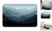 Forest Bath Rug Mountain Nature Tree Happy Camper RV Door Mat, Memory Grey Blue