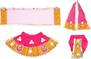 [Aditri Creation] Laxmi Ganesh Dress Vastra Poshak Cloth Lehenga Chunari Dhoti Puja Item Samgari Radha Krishna Dress for Laxmi Ganesh Durga Devi Idol Statues Indian Traditional Navratri Festival (Size: 3 Inches