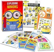 Exploding Minions Card Game - Party Activities Bundle With Board Game, Stickers, and Tattoos | Despicable Me Games