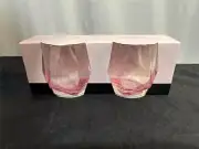 2 Rachel Zoe Stemless 16 oz Stemless Wine Glasses Geometrical New in Box