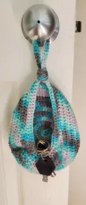 HANDMADE Crochet Hanging Doorknob Basket Keeps Small Items Handy
