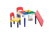 2in1 Kids Children 3y+ Play Table Set Building Block Base & 100pc w 2 Chairs Toy
