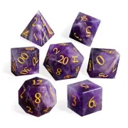 LUCKY-M Amethyst Gemstone DND Dice Set Birthday Day Gifts for Women 7PCS Dice...