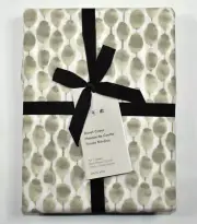 West Elm Percale Stamped Dots Full Queen Duvet Cover NEW Frost Gray Beige Taupe