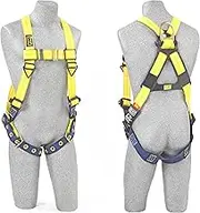 3M DBI-SALA Delta 1102000 Vest Style Harness, Back D-Ring, Tongue Buckle Leg Straps, Universal, Navy/Yellow