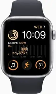 Apple Watch SE 2nd Gen (2022) - 32GB - Cellular + GPS - 44mm - Silver - Aluminum - Midnight - Sport Band - Small/Medium Size - Rubber - Refurbished (Excellent Condition)