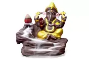 Polyresin Showpiece Monk Ganesha Smoke Backflow Cone Decorative Incense Holder