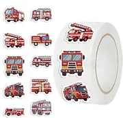 Firefighter Stickers - Waterproof 500X Self-Adhesive Vehicle Stickers for Kids,Birthday Party Decorations, Goodie Bags Notebook Envelope Sealing Decals
