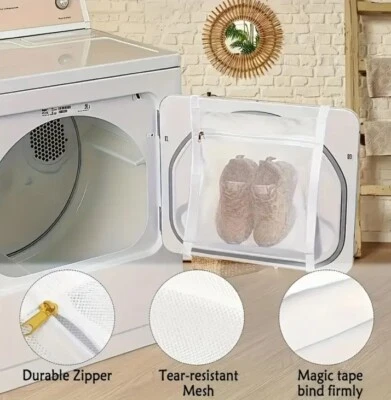 Sneaker Wash Dry Large Net Bag Dryer Mesh Zipper and Strap Laundry Bags USA