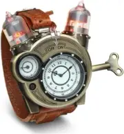 ThinkGeek TESLA WATCH Steampunk Leather band w/ key - New in Box