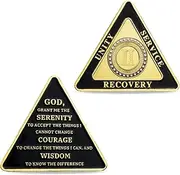 2 Year Sobriety Coin – AA NA Recovery Triangle Token with Serenity Prayer – Year Two 12 Step Medallion – Unity Service Recovery Chip for Milestone or Gift
